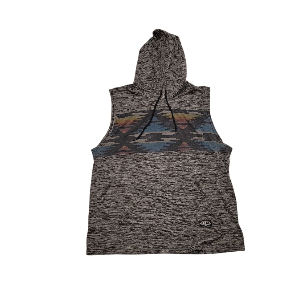 Gray Sleeveless Hoodie with Pattern